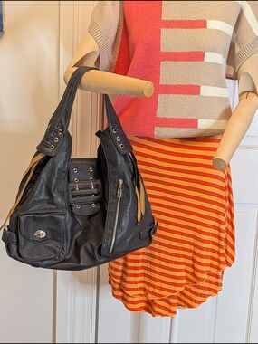 Olivia + Joy Black Faux Leather Tote Handbag - Stylish Everyday Shoulder Bag